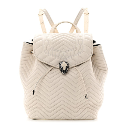 Bulgari Calfskin Quilted Serpenti Forever Backpack White 1 of 11