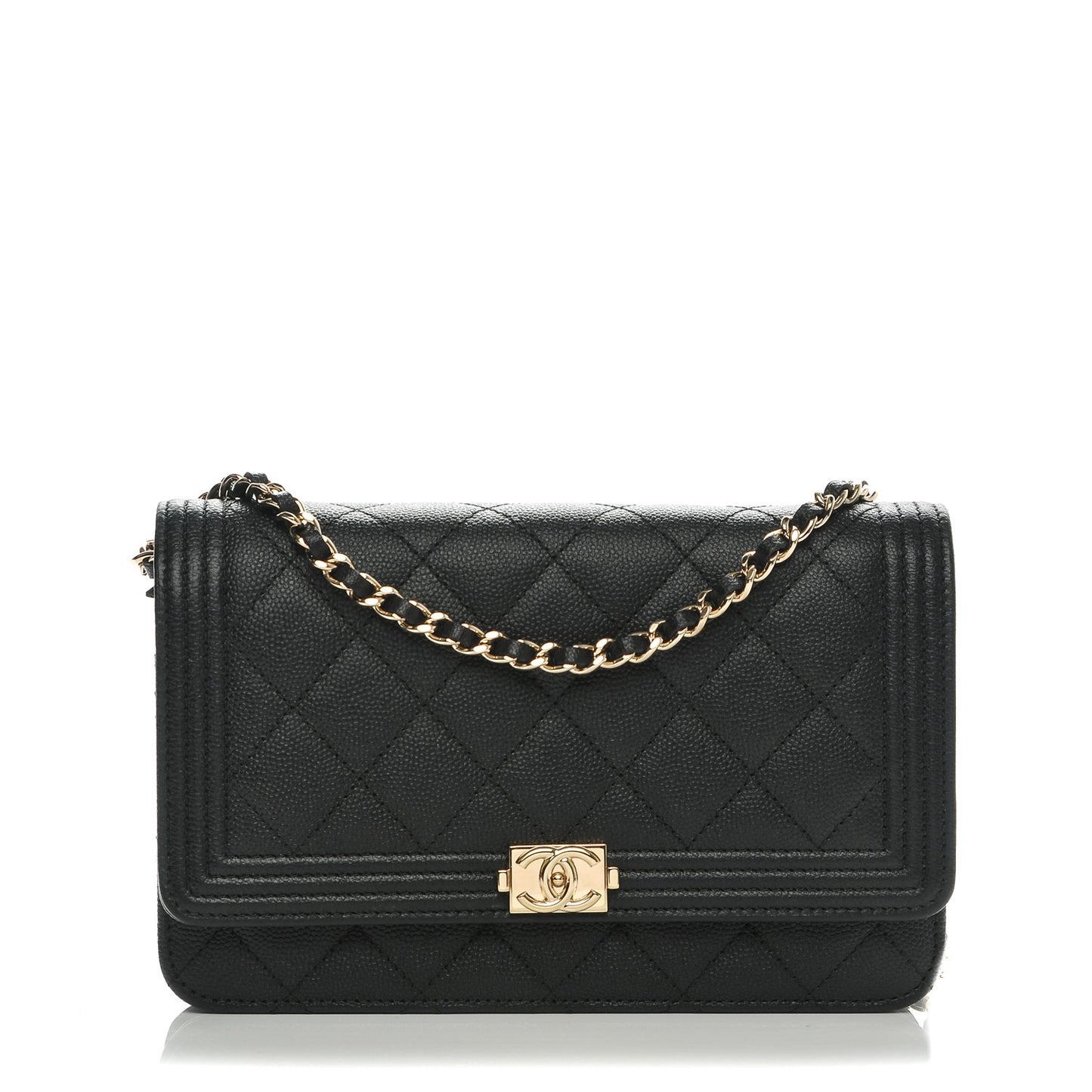Caviar Quilted Boy Wallet On Chain WOC Black