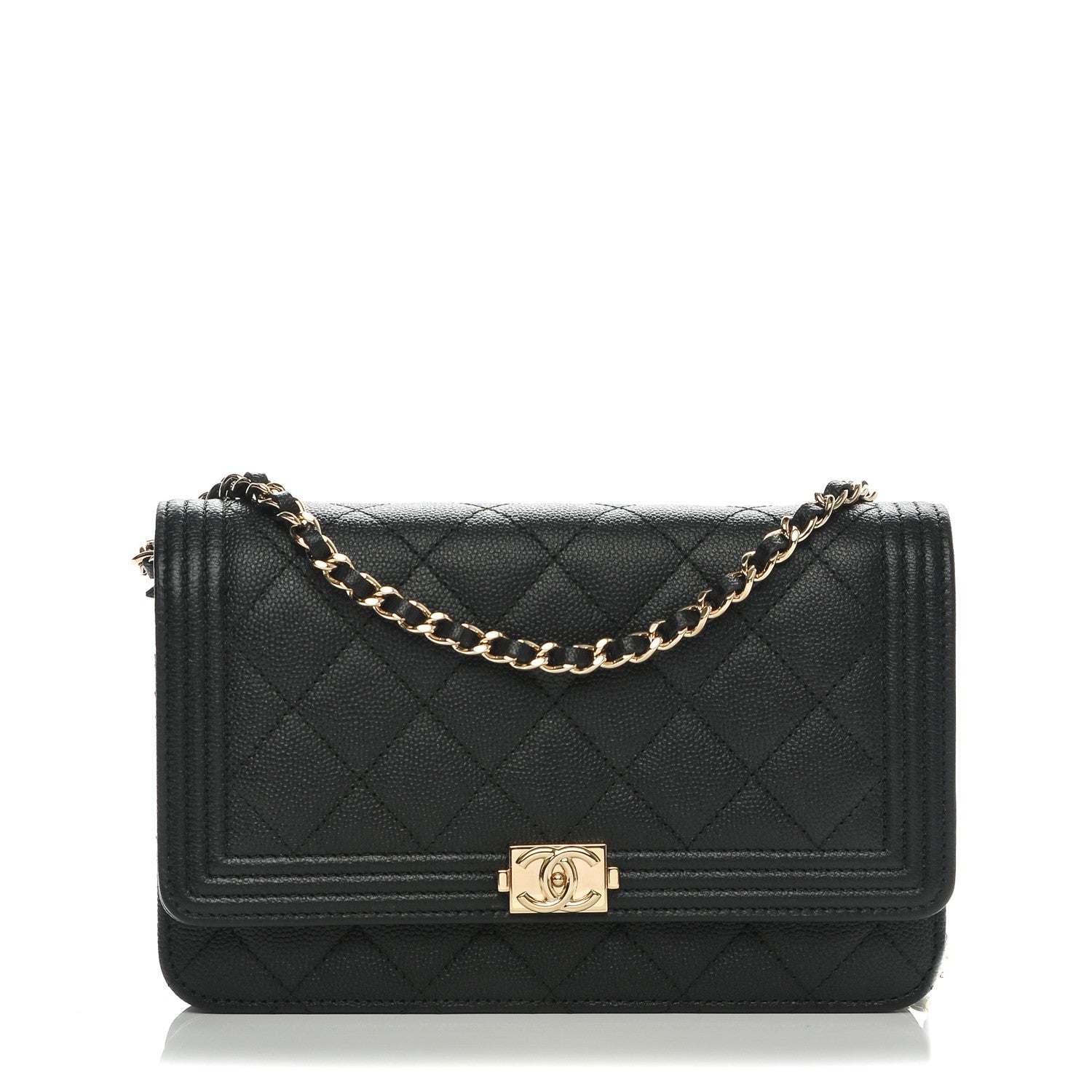 Chanel Caviar Quilted Boy Wallet On Chain WOC Black 1 of 8