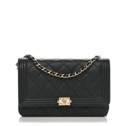 Chanel Caviar Quilted Boy Wallet On Chain WOC Black 1 of 8