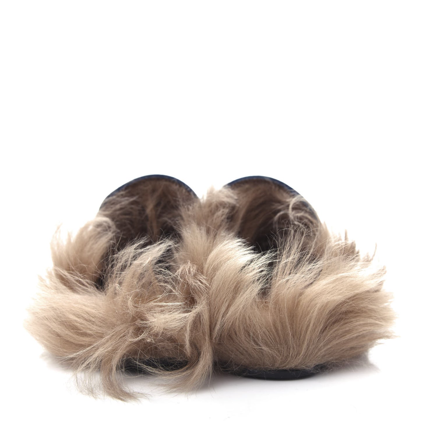 Malaga Kid Fur Womens Princetown Slippers 37 Blue Agata