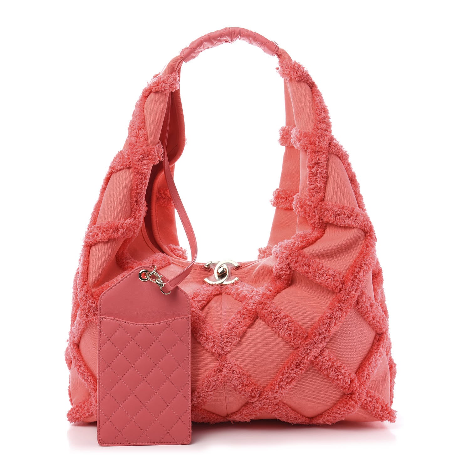 Chanel Cotton Canvas Large CC Embrace Hobo Coral 1 of 14