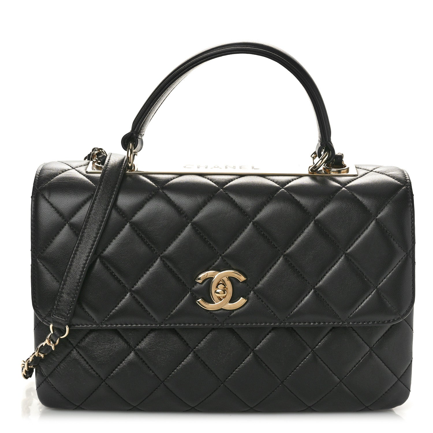 Chanel Lambskin Quilted Medium Trendy CC Flap Dual Handle Bag Black 1 of 10