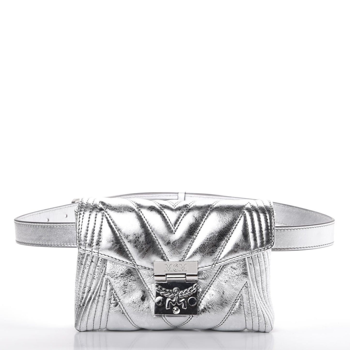 Metallic Calfskin Small Patricia Belt Bag Berlin Silver