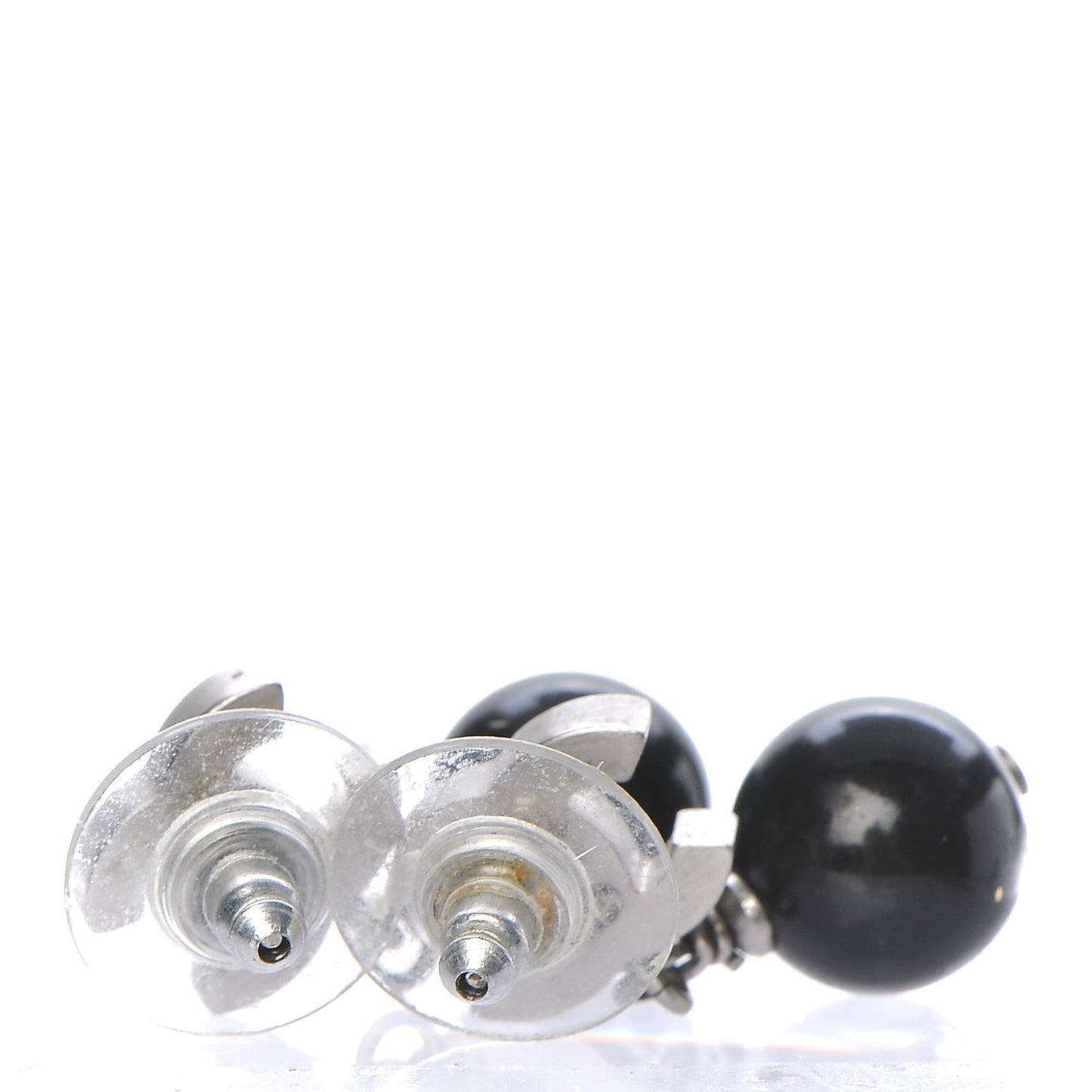 Enamel Resin CC Drop Earrings Black White