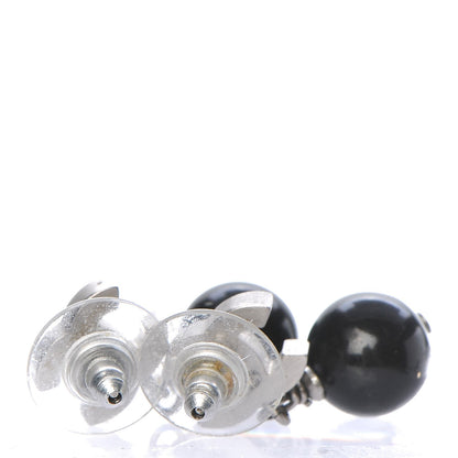 Chanel Enamel Resin CC Drop Earrings Black White 5 of 5