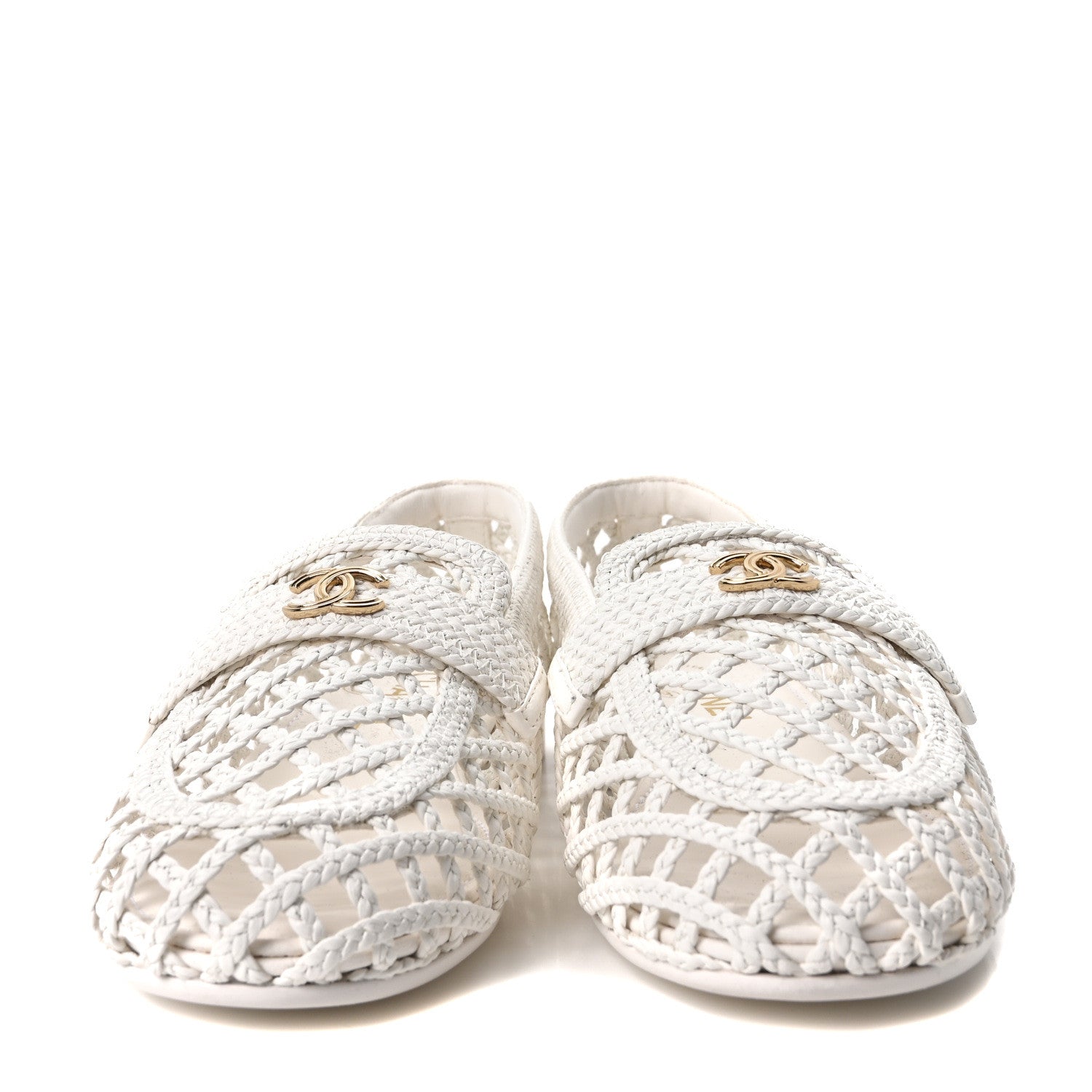 Chanel Braided Lambskin CC Mocassin Loafers 37 White 3 of 9