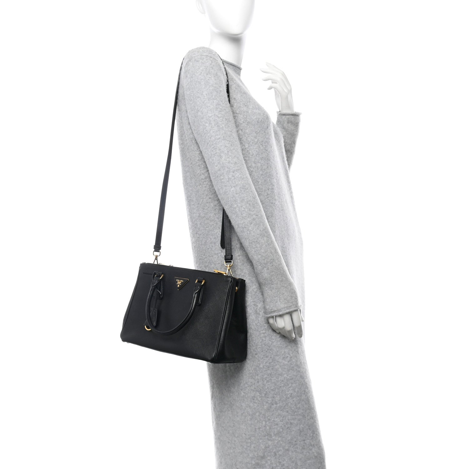 Prada Saffiano Small Galleria Double Zip Tote Black 2 of 11