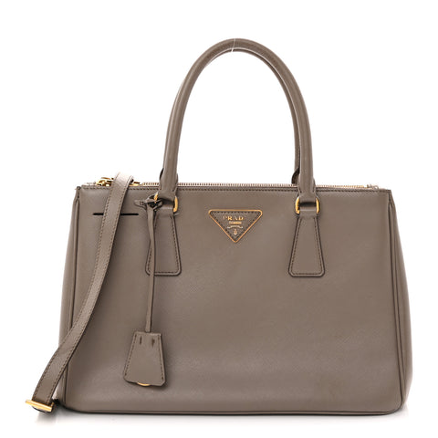Saffiano Small Galleria Double Zip Tote Argilla