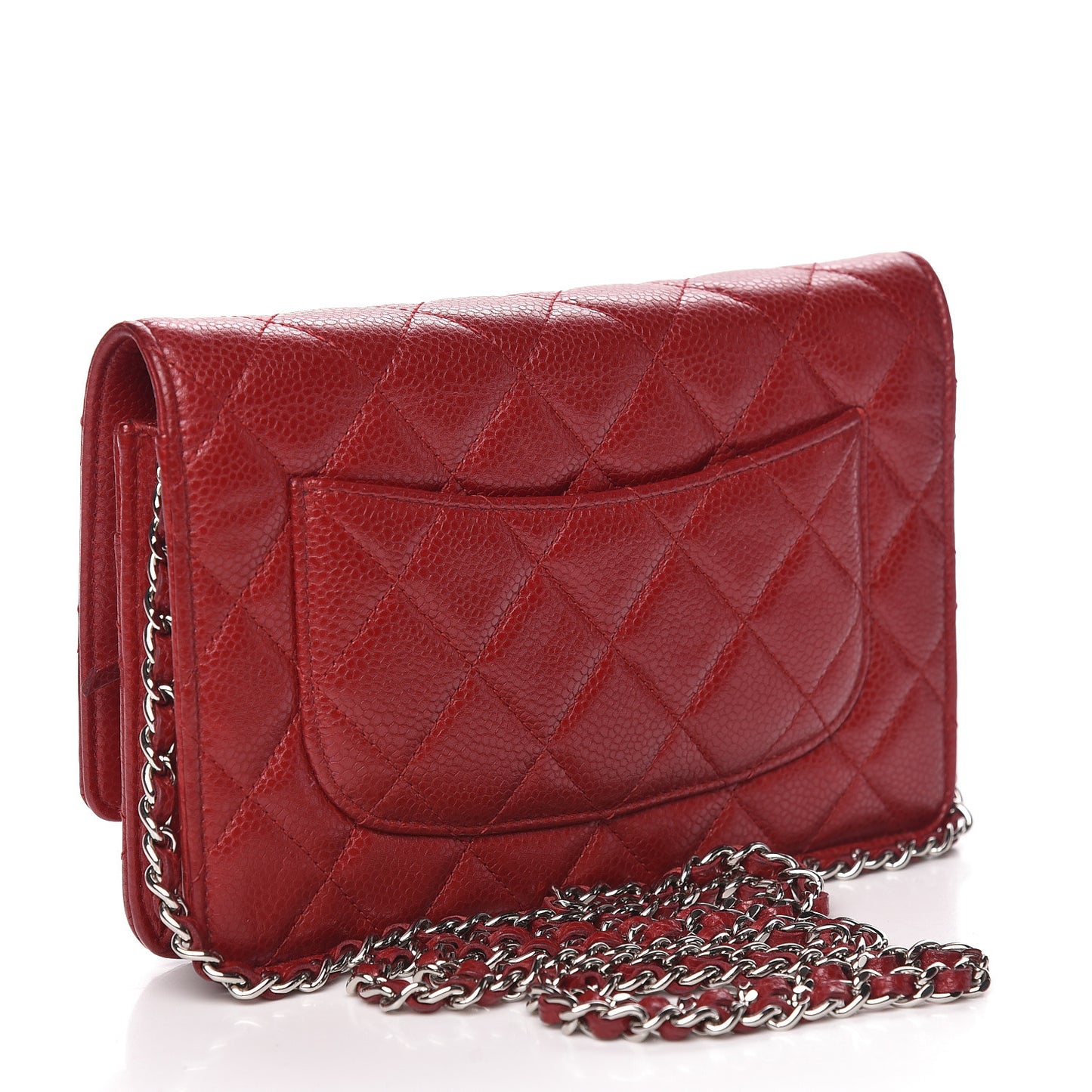 Caviar Quilted Wallet on Chain WOC Red