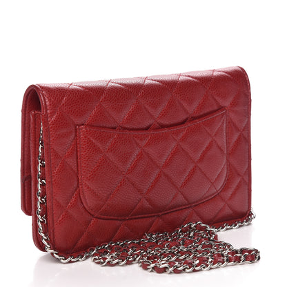 Chanel Caviar Quilted Wallet on Chain WOC Red 3 of 14
