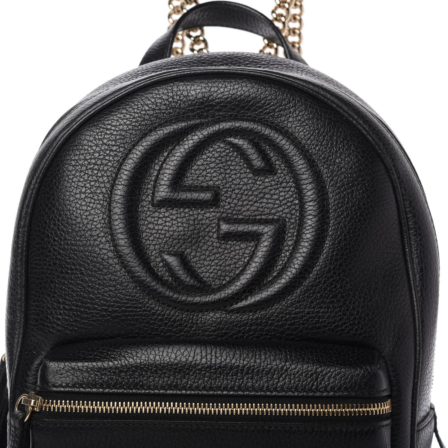 Pebbled Calfskin Soho Chain Backpack Black