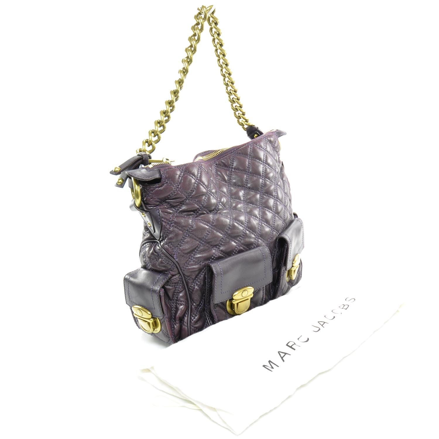 Marc Jacobs Leather Quilted Multipocket Hobo Violet 3 of 8
