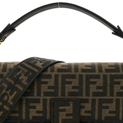 Fendi Fabric Jacquard FF 1974 Medium Baguette Tobacco Moro Black 7 of 11