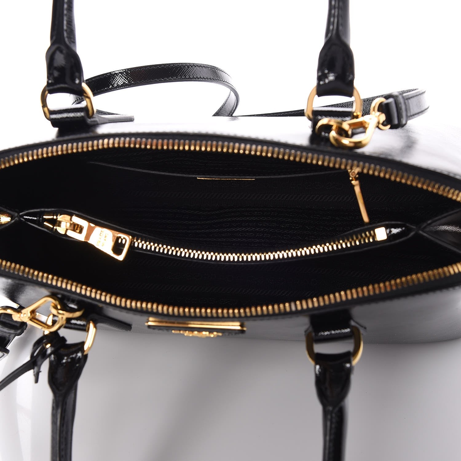 Prada Saffiano Vernice Medium Promenade Tote Black 6 of 8