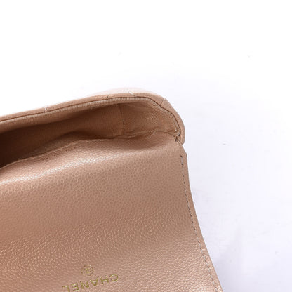 Chanel Iridescent Caviar Quilted Coin Purse With Chain Beige 5 of 9