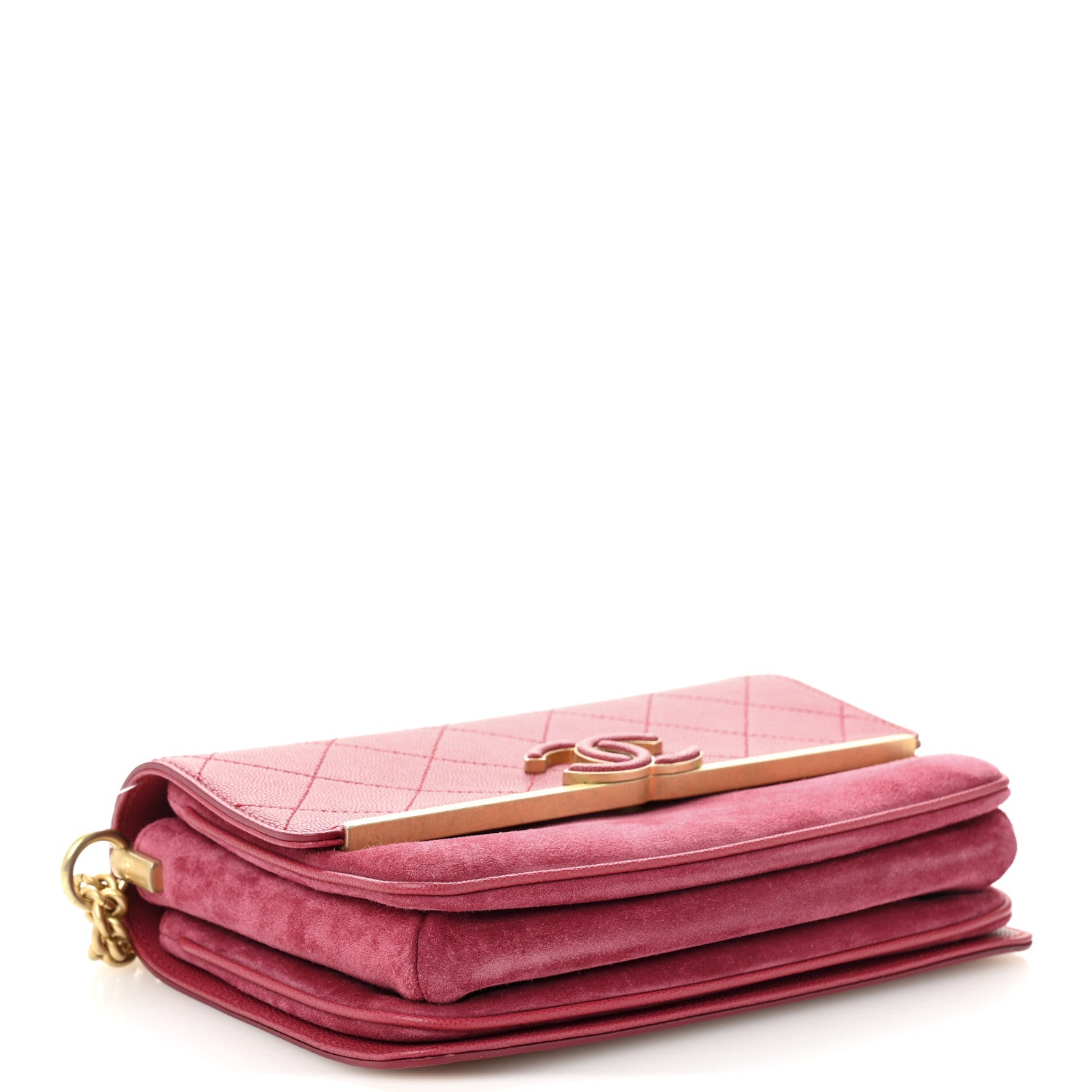 Chanel Caviar Suede Stitched Lady Coco Flap Pink 4 of 11