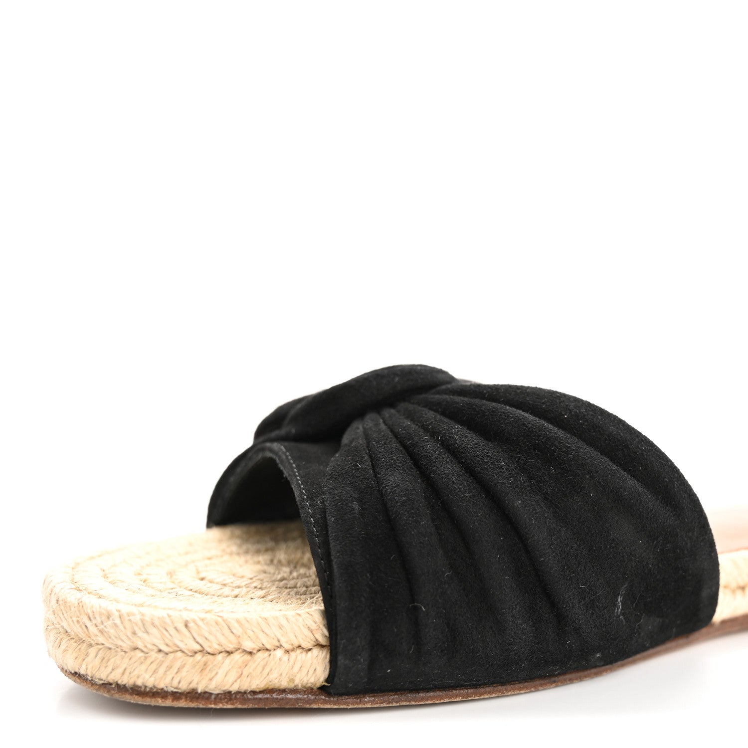 Valentino Garavani Suede Tropical Bow Espadrille Flat Slide Sandals 37.5 Black 14 of 15