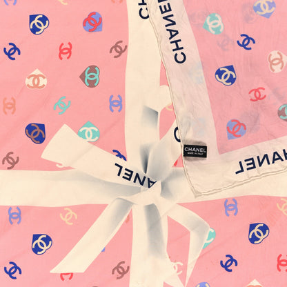 Chanel Silk Heart CC Square Scarf Pink Multicolor 3 of 3