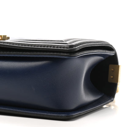 Chanel Lambskin Quilted Medium Boy Flap Black Blue 9 of 10
