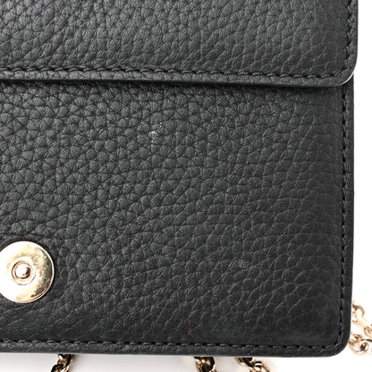 Valentino Garavani Pebbled Calfskin Rockstud Wallet On Chain Black 10 of 13