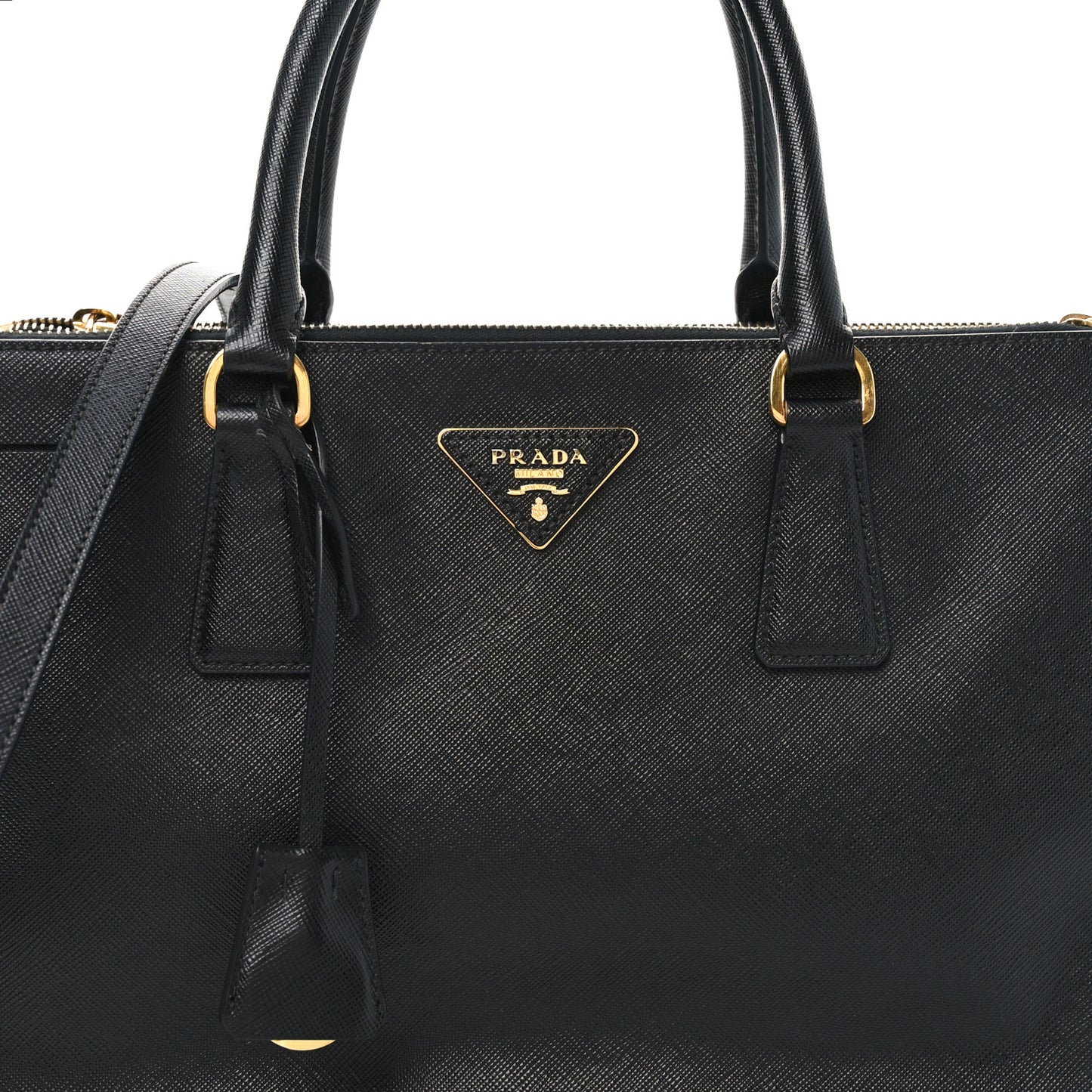 Saffiano Medium Galleria Double Zip Tote Black
