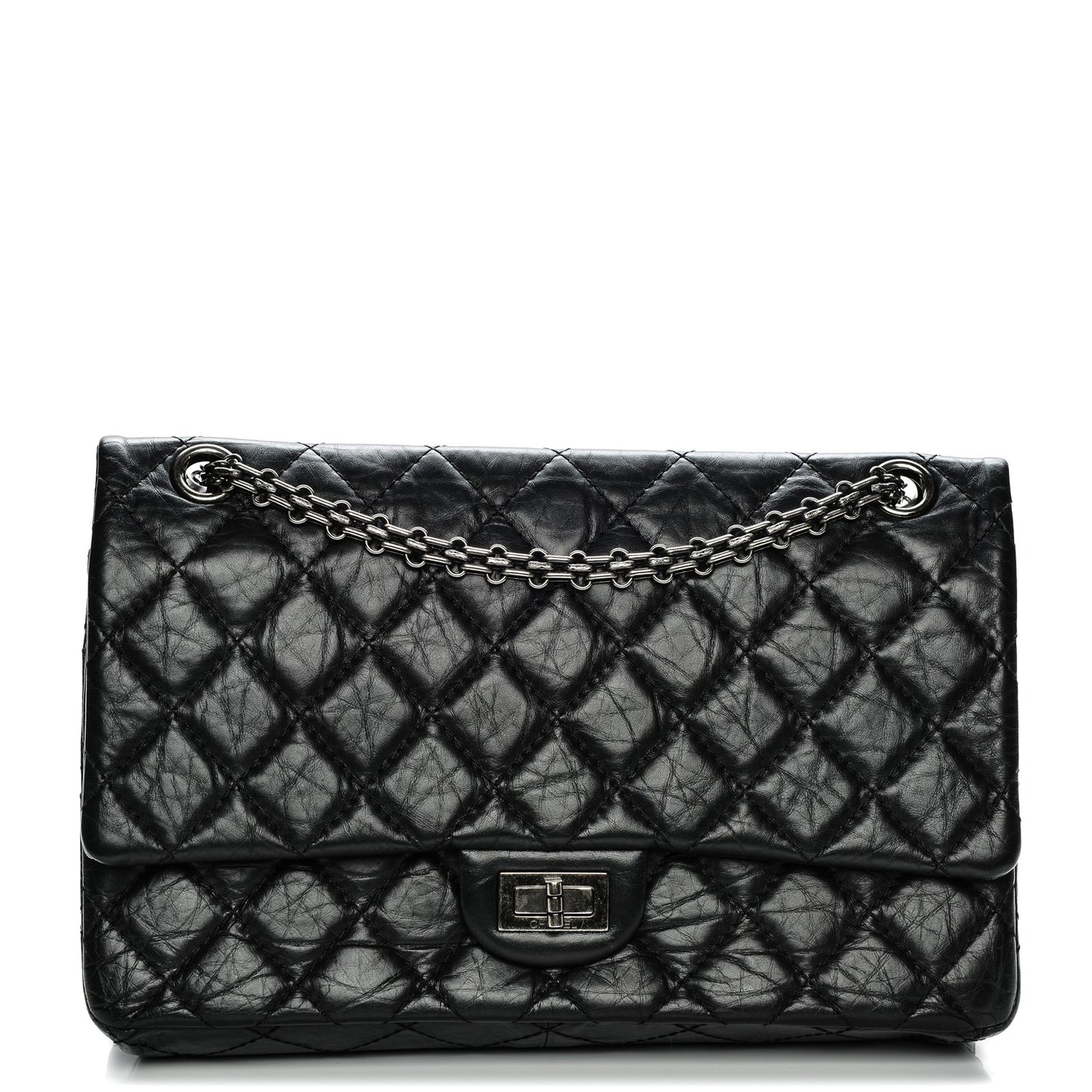 Aged Calfskin Quilted 2.55 Reissue 226 Flap Black