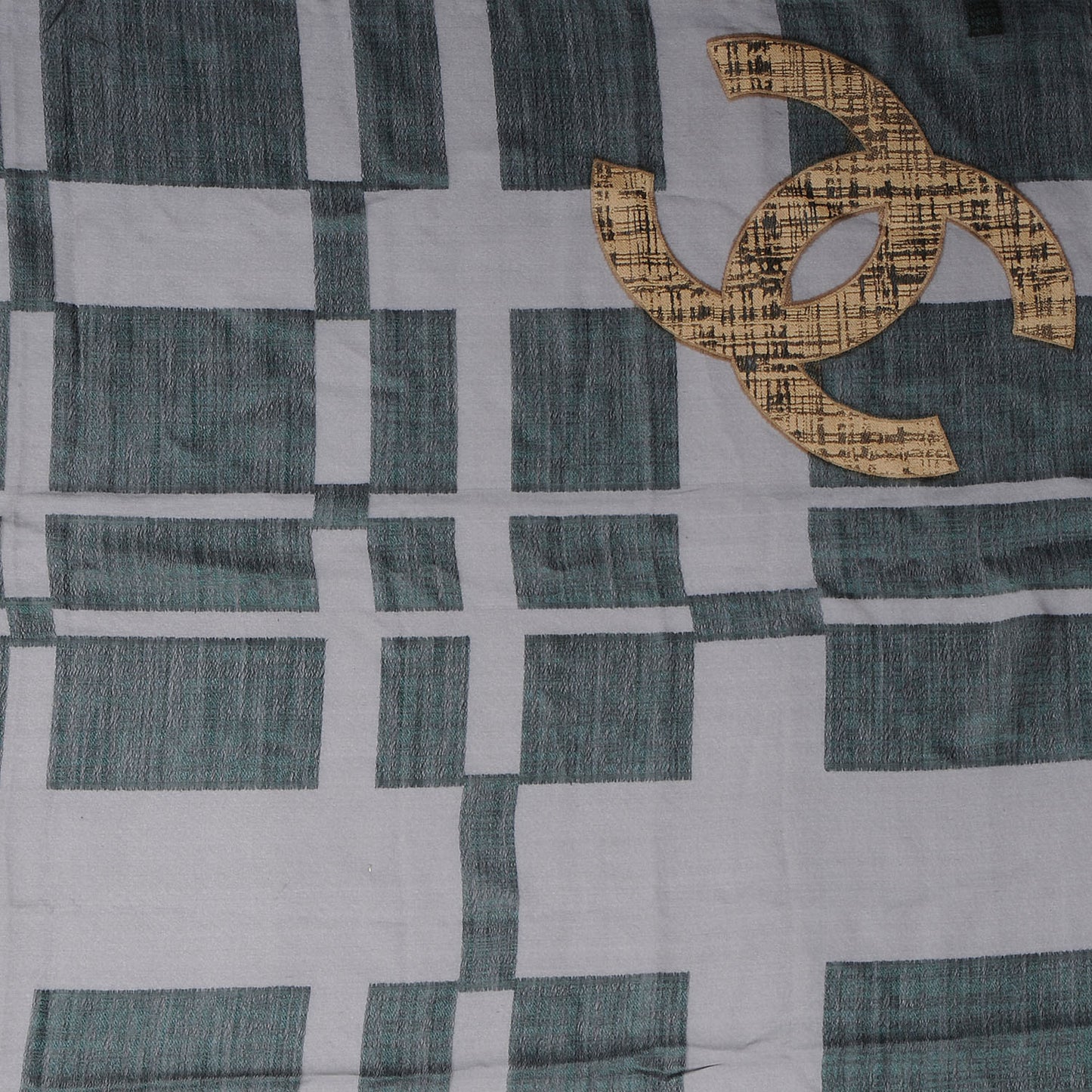 Wool Silk Tweed CC Logo Scarf Green Black