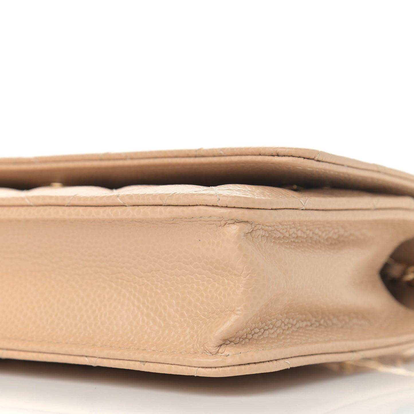 Caviar Quilted Wallet On Chain WOC Beige