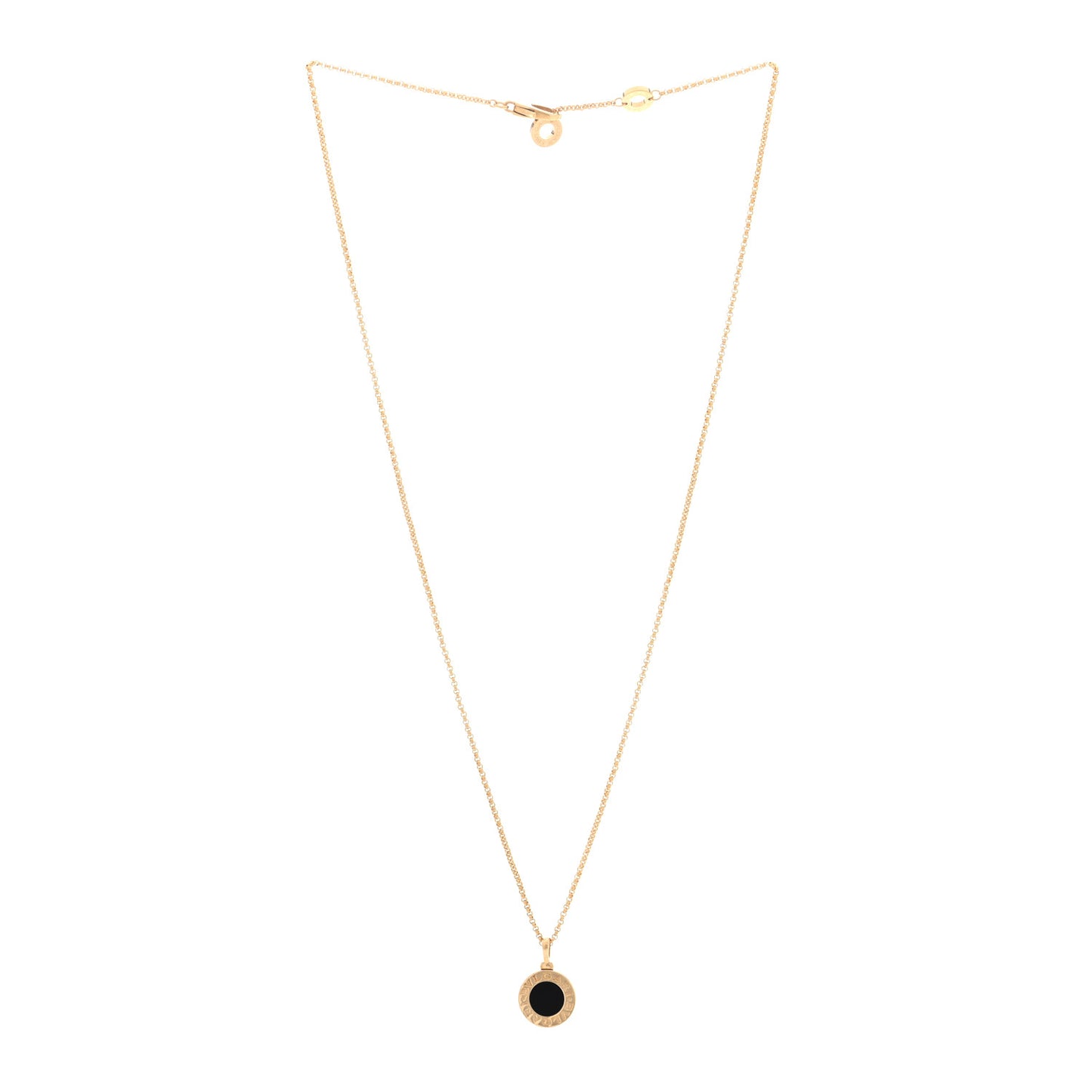 18K Yellow Gold Black Onyx BVLGARI BVLGARI Pendant Necklace