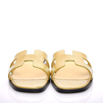 Hermes Patent Epsom Oran Sandals 38 Paille 2 of 7