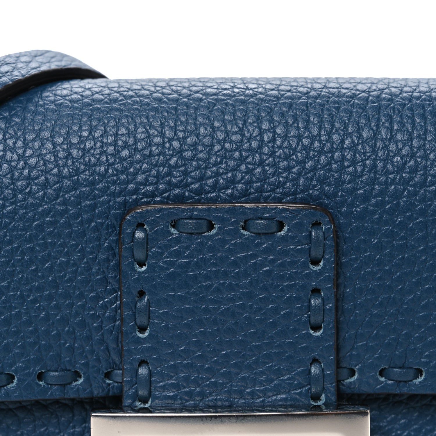 Fendi Cuoio Roma Sellerissima Nappa Sintetica Tape Stitch Mini Baguette Placca Argento 8 of 10