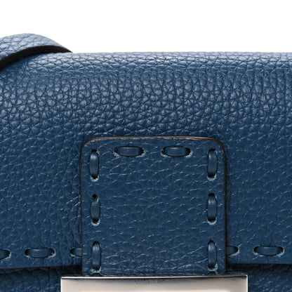Fendi Cuoio Roma Sellerissima Nappa Sintetica Tape Stitch Mini Baguette Placca Argento 8 of 10