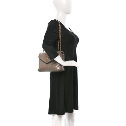 Saint Laurent Calfskin Y Quilted Monogram Toy Loulou Crossbody Bag Dark Beige 3 of 10