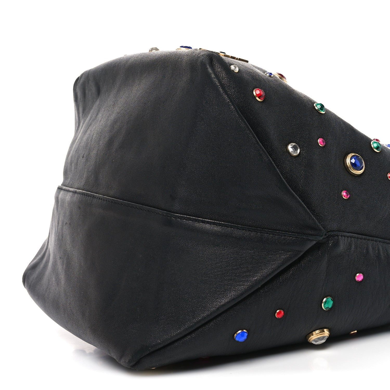Saint Laurent Lambskin Charm Studded Teddy Drawstring Bag