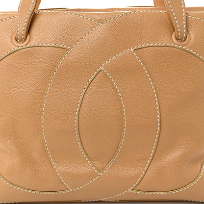 Chanel Caviar CC Stitched Medium Tote Beige 8 of 13