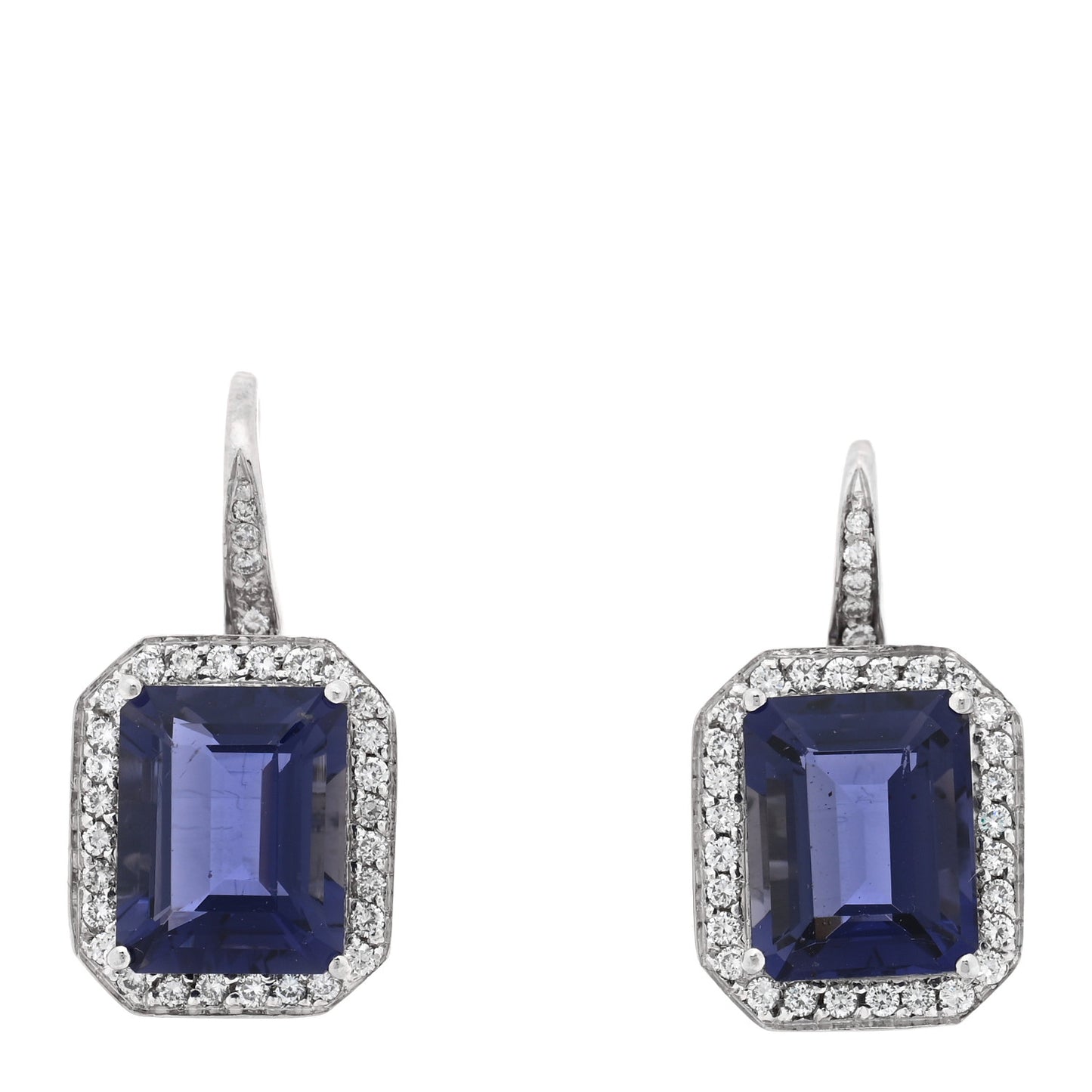 18K White Gold Diamond Iolite Earrings