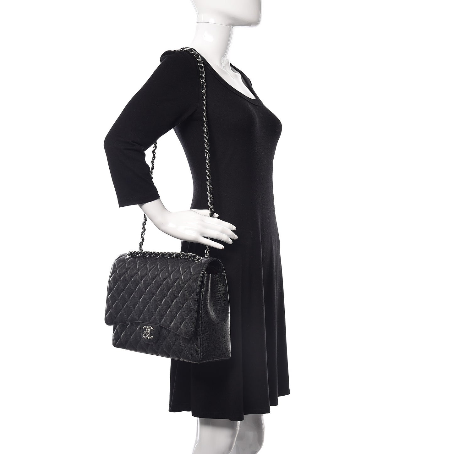 Caviar Quilted Maxi Double Flap Black