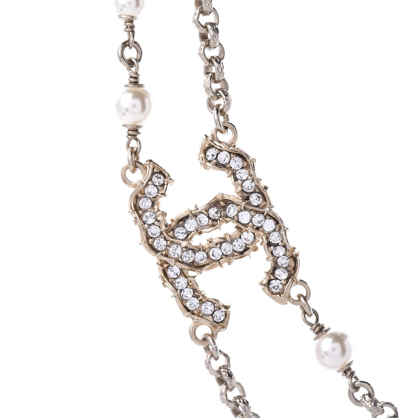 Pearl Crystal CC Camellia Express Necklace Gold