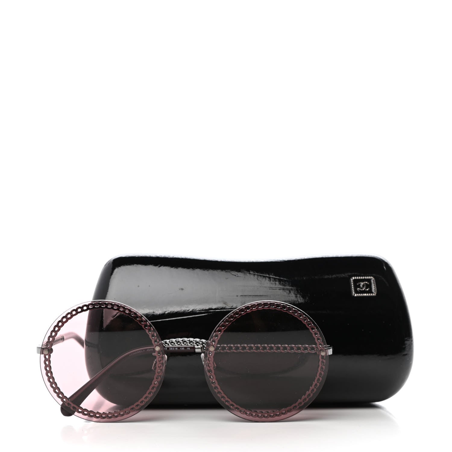 Chanel Round Removable Triple Hanging Chain Sunglasses 4245 Pink Silver 7 of 7