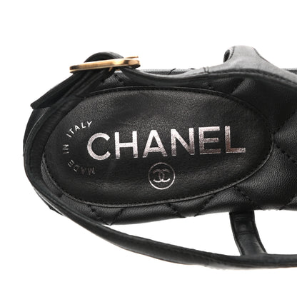 Chanel Calfskin Paris Dallas Quilted Star CC Thong Sandals 37 Black 6 of 8