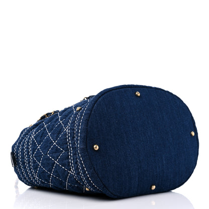 Chanel Denim Quilted CC Denim Trip Shoulder Bag Blue 4 of 9