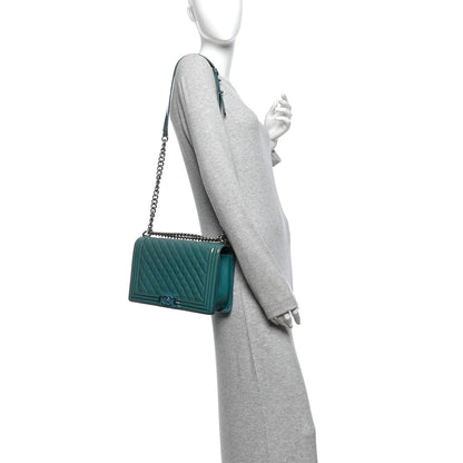 Chanel Patent Calfskin Quilted New Medium Plexiglass Boy Flap Turquoise 2 of 10