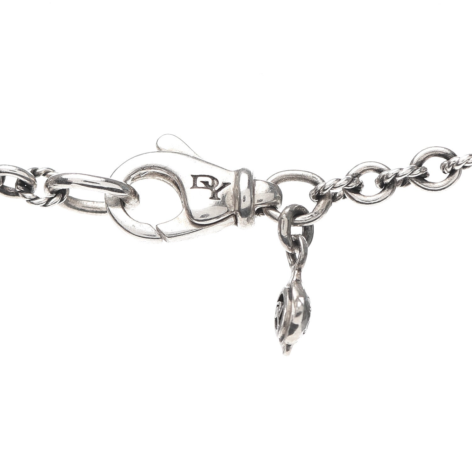 David Yurman Sterling Silver Diamond Cable Collectibles Lock and Key Charm Pendant Necklace 4 of 6