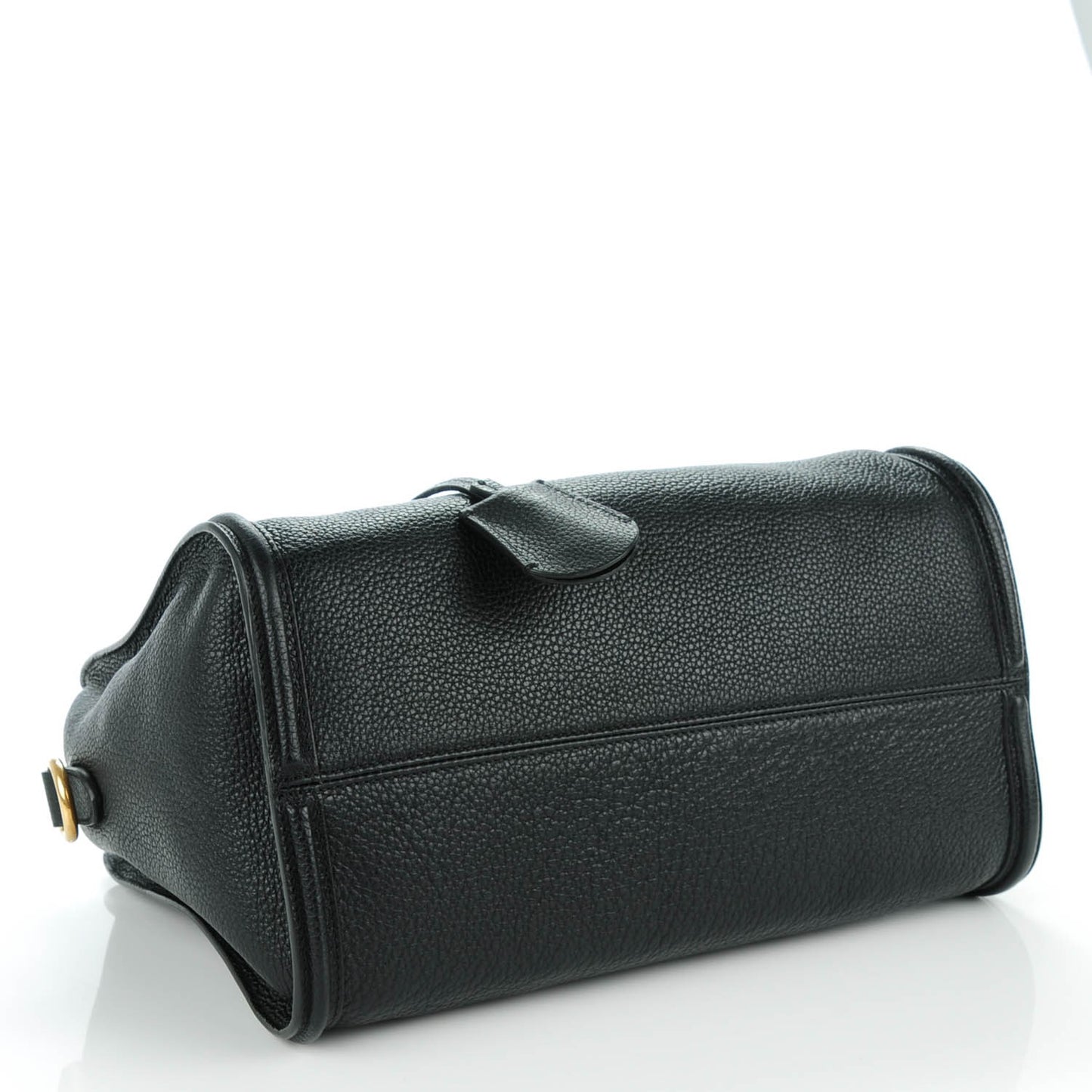 Pebbled Calfskin Small Skull Padlock Zip Around Tote Black
