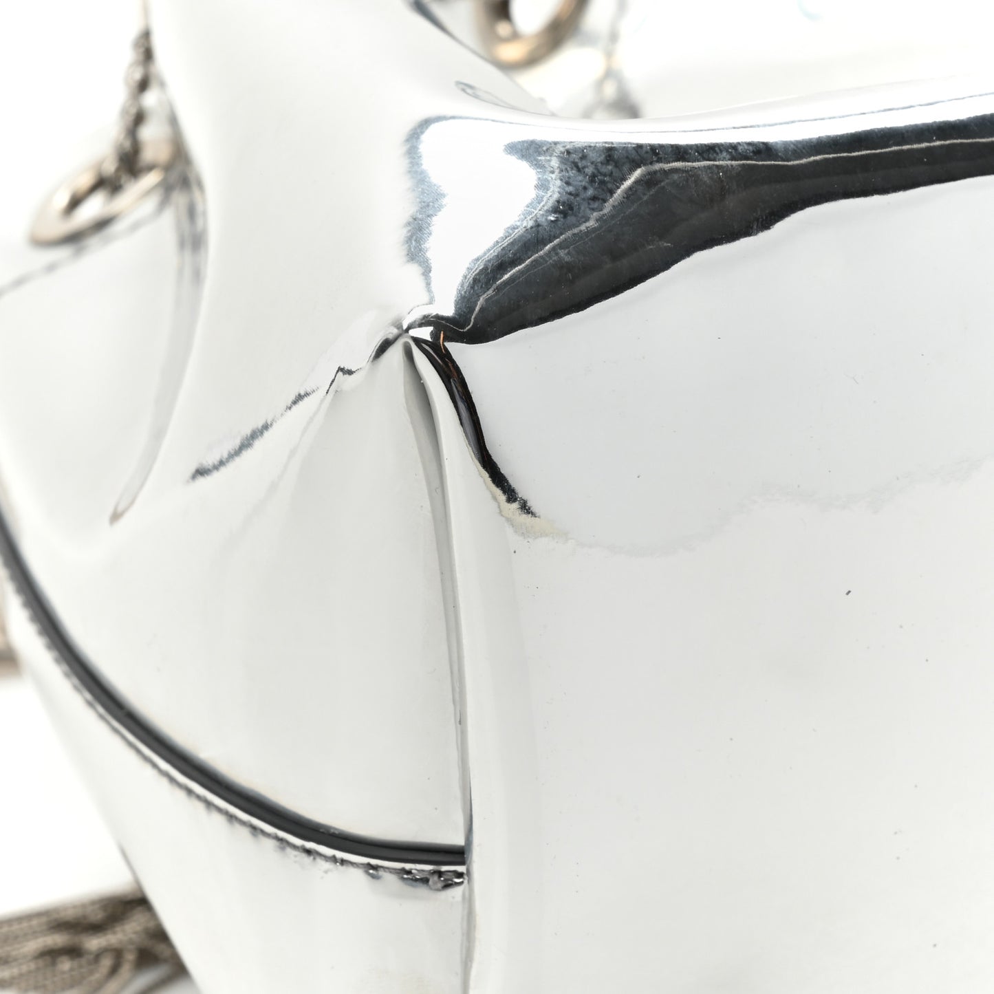 Metallic Patent Bon Bon Bag Silver