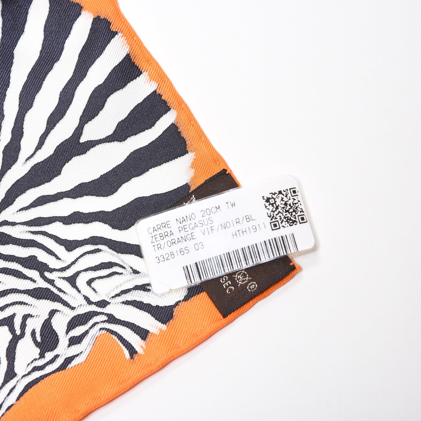 Silk Carre Zebra Pegasus Nano Scarf 20 Orange Vif Black