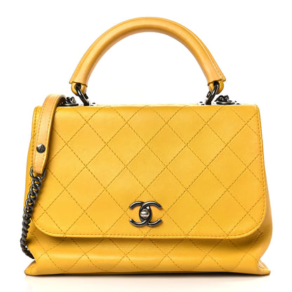 Chanel Calfskin Stitched Urban Luxury Top Handle Bag Yellow 1 of 9
