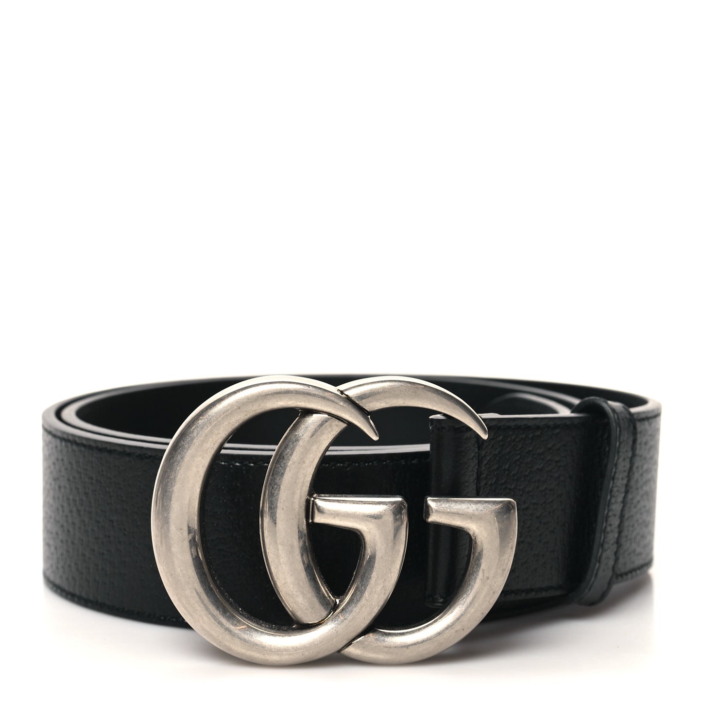 Textured Dollar Calfskin Nickel Double G 40mm Belt 85 34 Black 85/34 Black