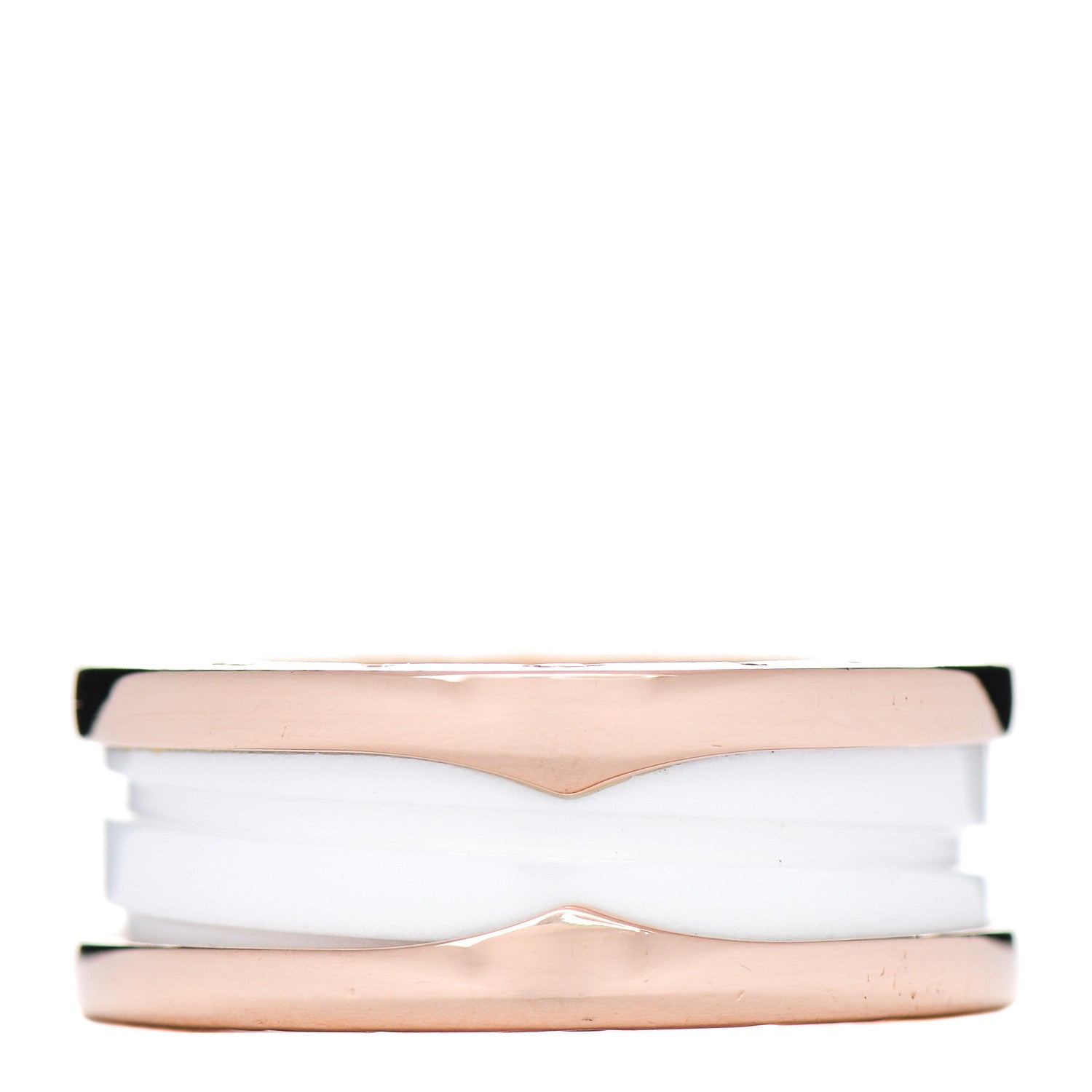 Bulgari 18K Rose Gold White Ceramic B.Zero1 Two-Band Ring 53 6.25 3 of 6